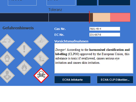 hazard information and automatic Link to ECHA and CLP Database d-dispensing